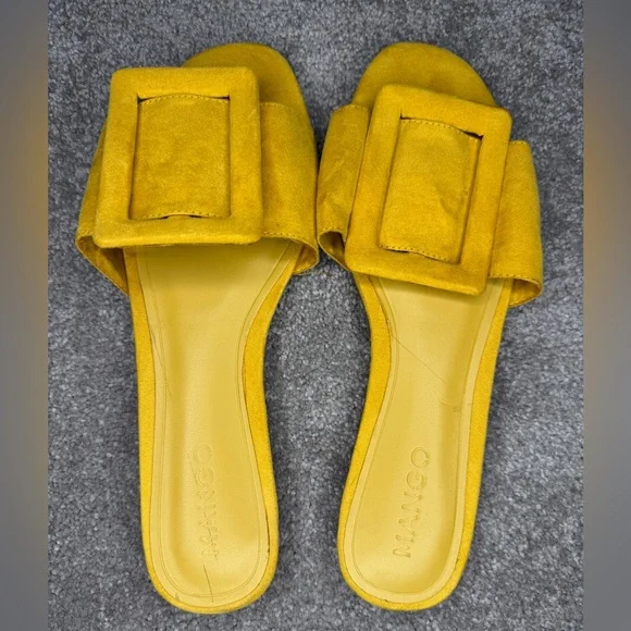 Mango Mustard Suede Mules - Picture 1 of 6